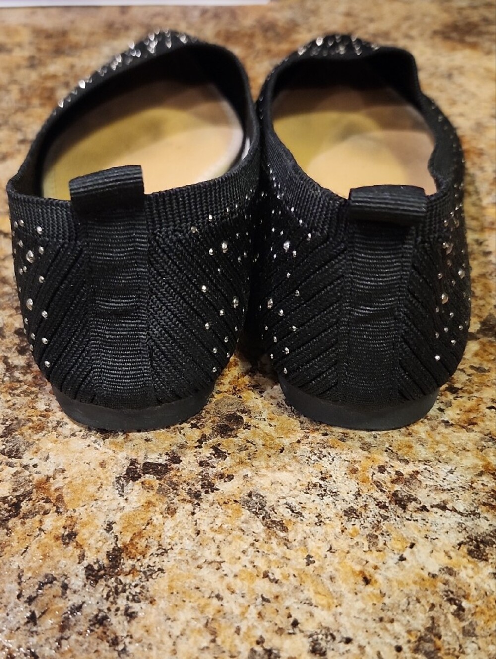 French Connection Black Knit Pointed Toe Flats with Sparkle - Picture 2 of 16